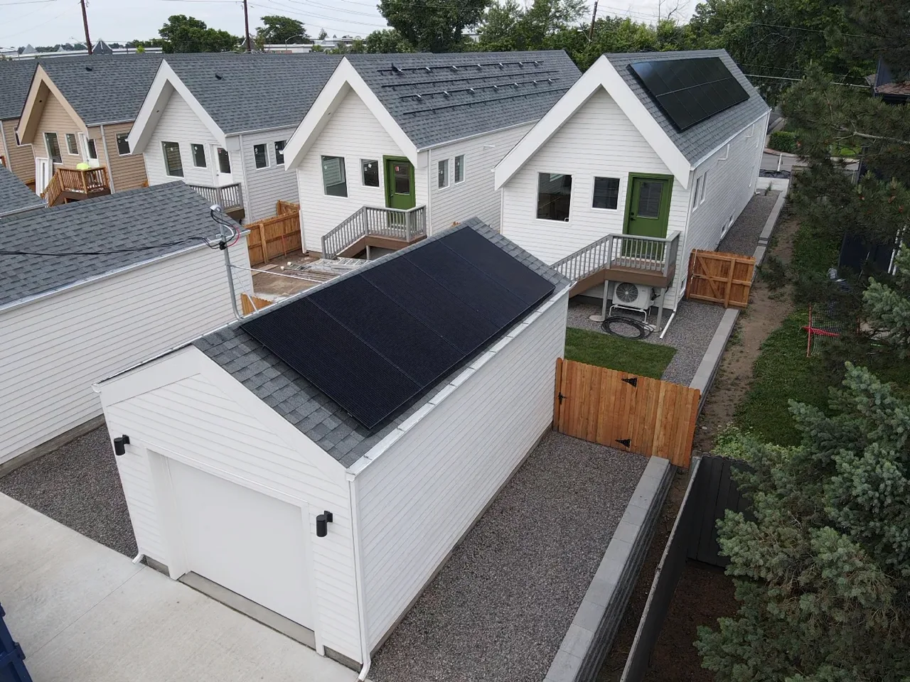 New-construction community, garage-roof solar