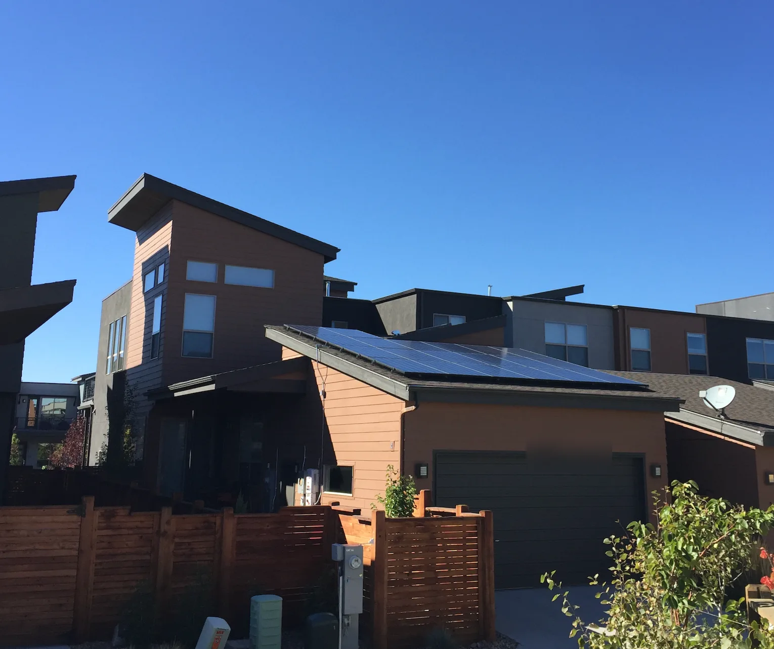 Garage-roof array on a modern townhome